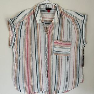 Vince Camuto Linen Blend Short Sleeve Button Up Shirt